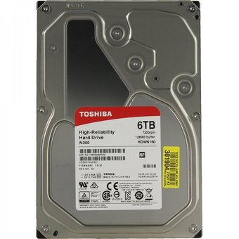  HDD Toshiba N300 High Reliability (HDWN160UZSVA) 3.5" 6.0TB 7200rpm Sata3 128MB 24/7, для NAS 