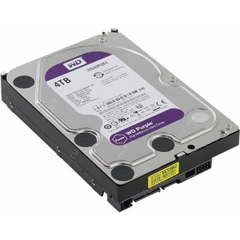  HDD Western Digital WD Purple (WD40PURZ) 3.5" 4.0TB IntelliPower Sata3 64MB 24/7, для систем наблюдения (до 64 камер), AllFrame уменьшает потери кадро 