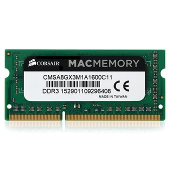  ОЗУ Corsair Mac Memory CMSA8GX3M1A1600C11 SO-DIMM 8GB DDR3-1600 PC3-12800, CL11 (11-11-11-30), LV 1.35V, retail 