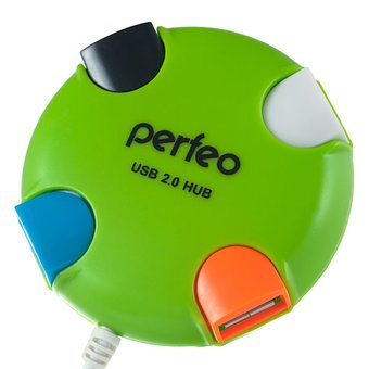  USB-HUB Perfeo 4 Port, (PF-VI-H020 Green) зелёный 