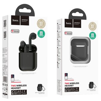  УЦ Наушники bluetooth HOCO ES32 Original series apple wireless headset(with black silicone case), black (ПУ) 