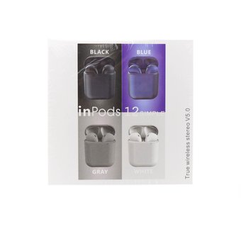  УЦ Наушники Bluetooth -i12 TWS (с Анимацией) черный (ПУ) 