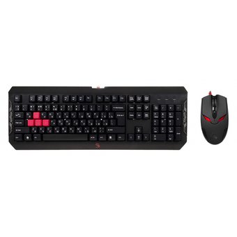  Клавиатура + мышь A4 Bloody Q1100 (Q100+S2) клав:черный/красный мышь:черный/красный USB Multimedia 