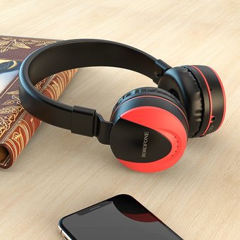  УЦ Наушники bluetooth полноразмерные Borofone BO3 Rhyme, red (ПУ) 