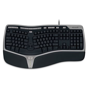  Клавиатура Microsoft 4000 черный/серебристый USB Multimedia Ergo (подставка для запястий) 