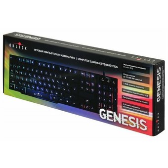  Клавиатура Oklick 760G Genesis черный USB for gamer LED 