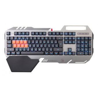  Клавиатура A4 Bloody B418 серый USB Multimedia for gamer LED (подставка для запястий) 