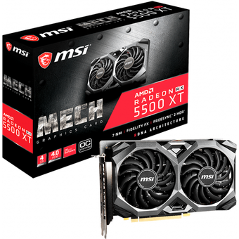  Видеокарта MSI RX 5500 XT MECH 4G OC AMD Radeon RX 5500XT 8192Mb 128bit GDDR6 1647/14000/HDMIx1/DPx3/HDCP Ret 