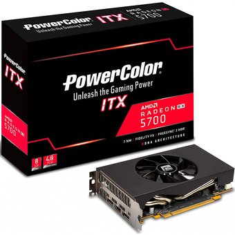  Видеокарта PowerColor AXRX 5700 ITX 8GBD6-2DH AMD Radeon RX 5700 8192Mb 256bit GDDR6 1465/14000/HDMIx1/DPx2/HDCP Ret 