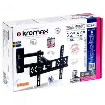  Кронштейн Kromax PIXIS-XS черный 22"-55" макс.30кг поворотно-выдвижной и наклонный 