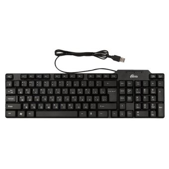  Клавиатура Ritmix RKB-111 Black, Ergonomic, USB, Waterproof, 104 кн., регулировка угла наклона, кабель: 1,3 м 