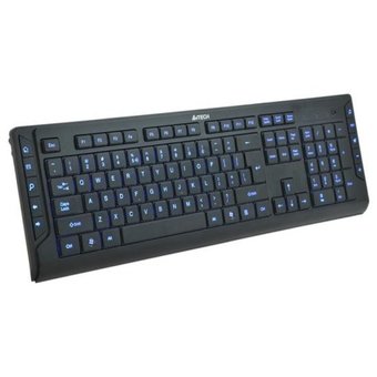  Клавиатура A4Tech KD-600L Black, USB, Slim, Multimedia, LED (синяя подсветка) 