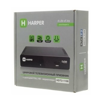  Ресивер DVB-T2 HARPER HDT2-1108 чёрный DVB-T, DVB-T2 