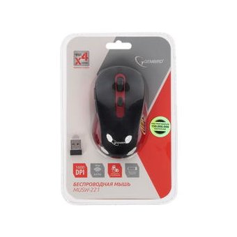  Мышь Gembird MUSW-221-R Black/Red, Wireless, USB 