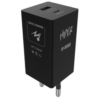  СЗУ Hiper HP-WC003 3A+2.22A PD+QC универсальное черный 