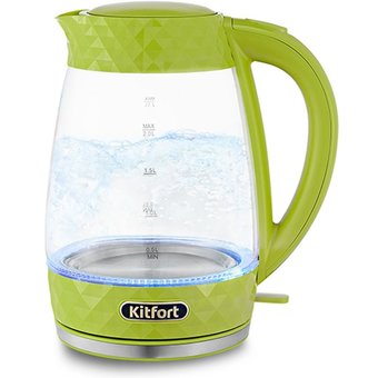  Чайник Kitfort KT-6123-2 салатовый (корпус: стекло) 