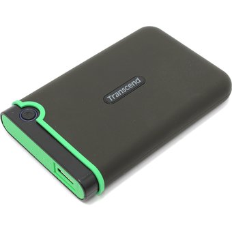  Внешний HDD 500GB USB3.0 Transcend StoreJet 25M3, прорезиненный, чёрный/зелёный (TS500GSJ25M3) 