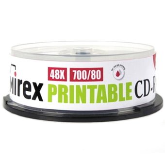  Диск CD-R Mirex 700 Mb, 48х, Cake Box (25), Ink Printable 