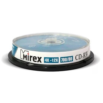  Диск CD-RW Mirex 700 Mb, (203384) 12х, Cake Box (10) 