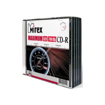  Диск CD-R Mirex 700 Mb, 52х, Maximum, Slim Case (5) 