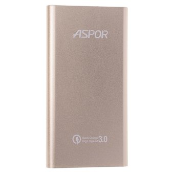  Внешний аккумулятор Aspor Q389 Алюминий 10000 mAh+LED золото 