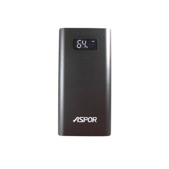  Внешний аккумулятор Aspor Q388 QuickCharge Алюминий 10000 mAh+LED черный 