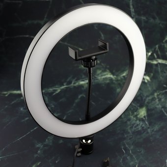  УЦ Кольцевая LED лампа RK40 Live Ring Light (26см)+держатель для телефона (ПУ) 