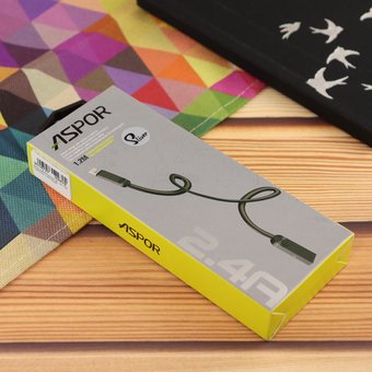  Дата-кабель Aspor AC-16 TOE Lightning 1,2м серый 