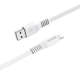  УЦ Дата-кабель BOROFONE BX23 Wide lightning 1м (белый) (ПУ) 