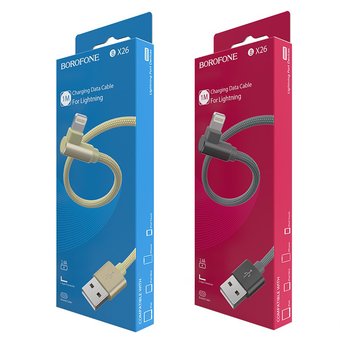  УЦ Дата-кабель BOROFONE BX26 Express lightning 1м (серый) (ПУ) 