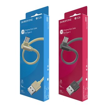  УЦ Дата-кабель BOROFONE BX26 Express Type-C 1м (серый) (ПУ) 