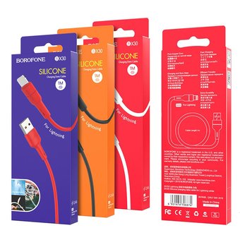  УЦ Дата-кабель BOROFONE BX30 Silicone lightning 1м (белый) (ПУ) 