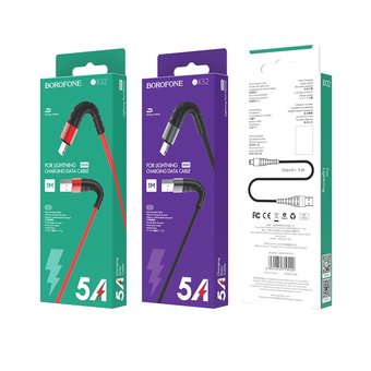  УЦ Дата-кабель BOROFONE BX32 Munificent lightning 1м (чёрный) (ПУ) 