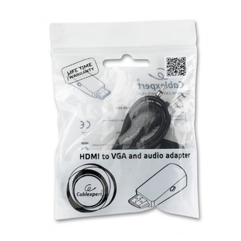  Конвертер Cablexpert A-HDMI-VGA-02 HDMI-1.4a (папа) - D-SUB/VGA (мама) + Audio stereo (mini-jack 3.5 mm) 