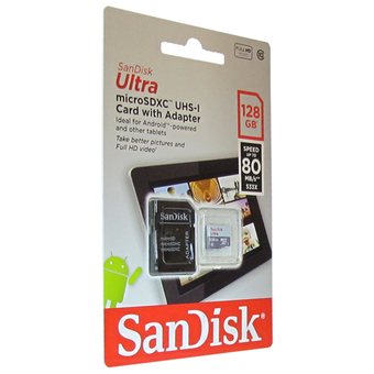  Карта памяти Sandisk microSDXC 128Gb Class10 SDSQUNS-128G-GN6TA Ultra 80 + adapter 