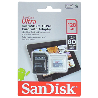 Карта памяти Sandisk microSDXC 128Gb Class10 SDSQUNS-128G-GN6TA Ultra 80 + adapter 