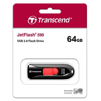  Flash Drive 64Gb USB2.0 Transcend Jetflash 590 TS64GJF590K черный 