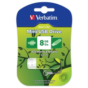  USB-флешка 8G USB 2.0 Verbatim Mini Elements Edition Earth (98160) 