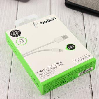  УЦ Дата-кабель Belkin Lightning 1,2m в коробке (белый) (ПУ) 