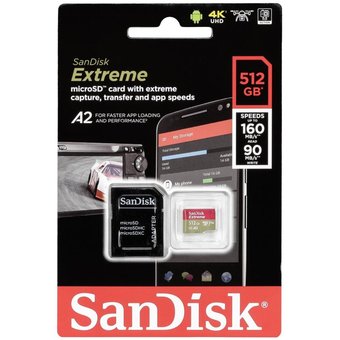  Карта памяти Sandisk microSD 512Gb Class10 SDSQXA1-512G-GN6MA Extreme + adapter 