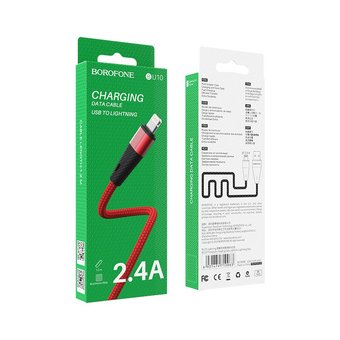  УЦ Дата-кабель BOROFONE BU10 Pineapple lightning 1м (красный) (ПУ) 