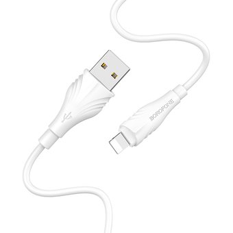  УЦ Дата-кабель BOROFONE BX18 Optimal lightning 2м (белый) (ПУ) 