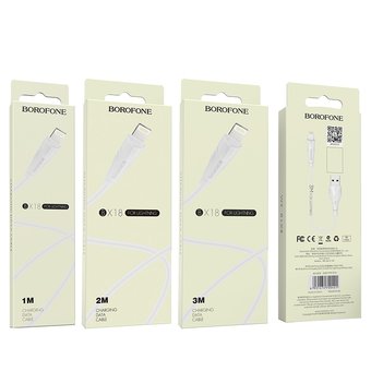  УЦ Дата-кабель BOROFONE BX18 Optimal lightning 2м (белый) (ПУ) 