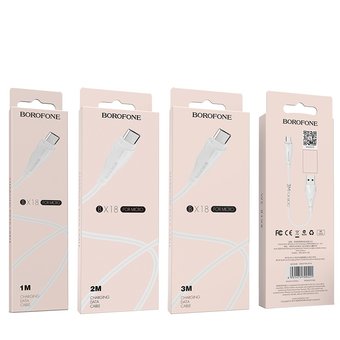  УЦ Дата-кабель BOROFONE BX18 Optimal  micro 2м (белый) (ПУ) 