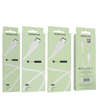  УЦ Дата-кабель BOROFONE BX18 Optimal Type-C 1м (белый) (ПУ) 