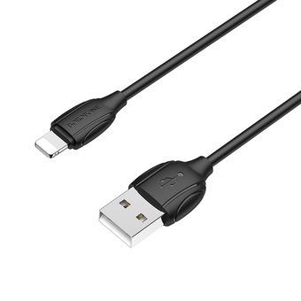  УЦ Дата-кабель BOROFONE BX19 Benefit lightning 1м (чёрный) (ПУ) 