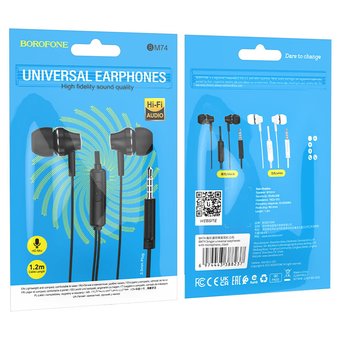  Наушники Borofone BM74 Singer universal earphones with microphone, black 