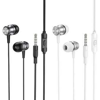 Наушники Borofone BM75 Platinum metal universal earphones with microphone, metal gray 
