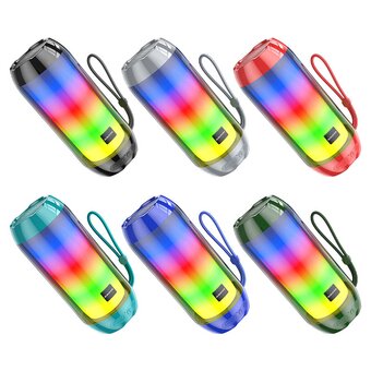  УЦ Портативная колонка Borofone BR25 Crazy sound colorful luminous BT speaker, peacock blue (плохая упаковка) 