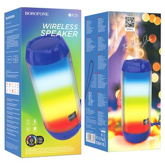  Портативная колонка Borofone BR25 Crazy sound colorful luminous BT speaker, peacock blue 